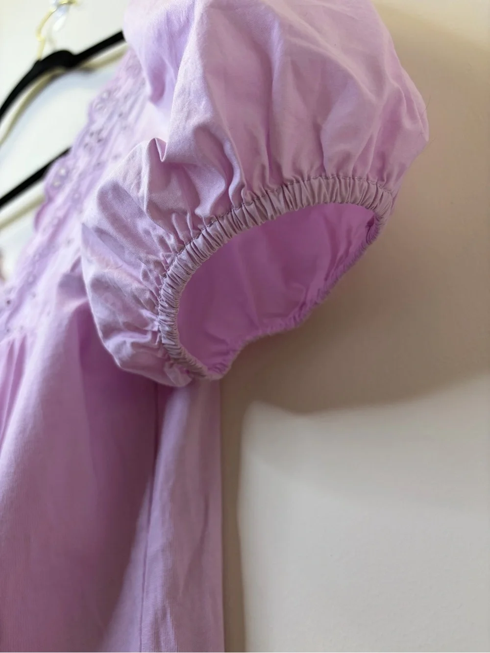 J. Crew Lavender Eyelet V-Neck Puff Sleeve Top